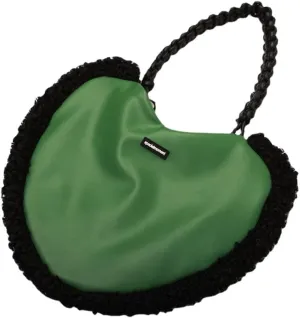 Cute heart shaped girl women's leather satchel crossbody bag purse Y2K purse Aesthetic tote bag (Green)