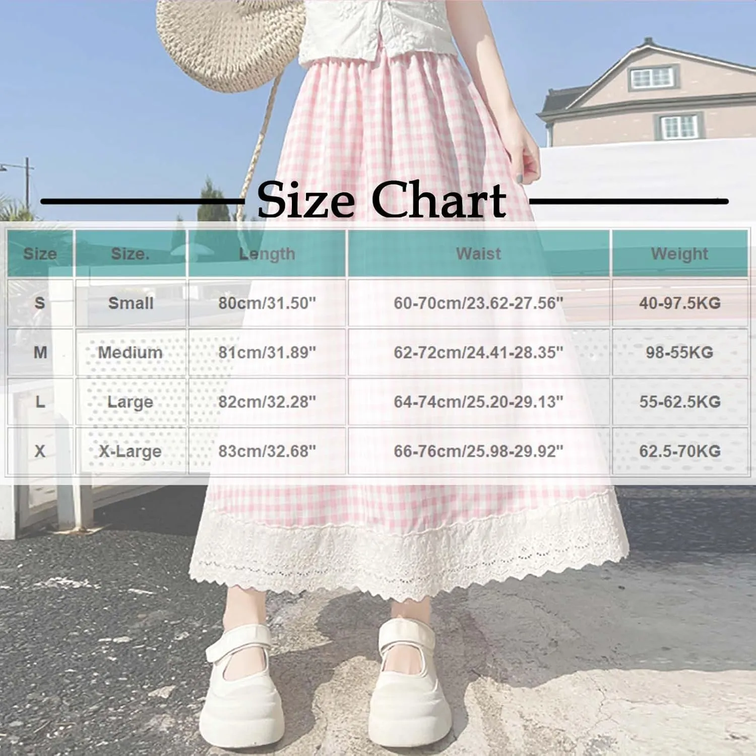 Cute Plaid Pleated Skirt for Women High Waisted Long Skirts A Line Midi Summer Dress Comfy Loose Fit Y2k Outfits