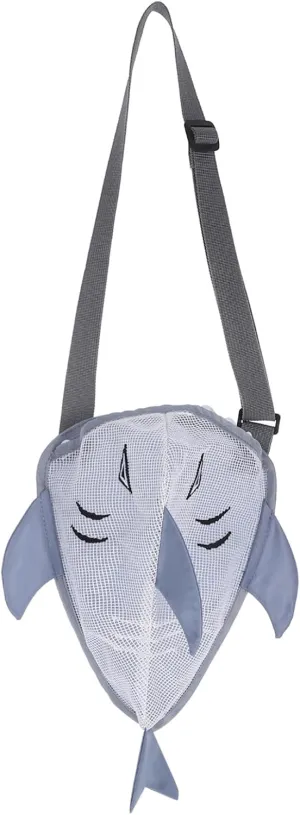 Cute Shark Design Mesh Beach Bag Lightweight Storage Collecting Bag for Summer Beach Adventures Portable Bag for Boys