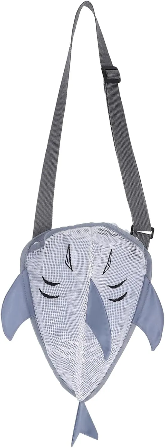 Cute Shark Design Mesh Beach Bag Lightweight Storage Collecting Bag for Summer Beach Adventures Portable Bag for Boys