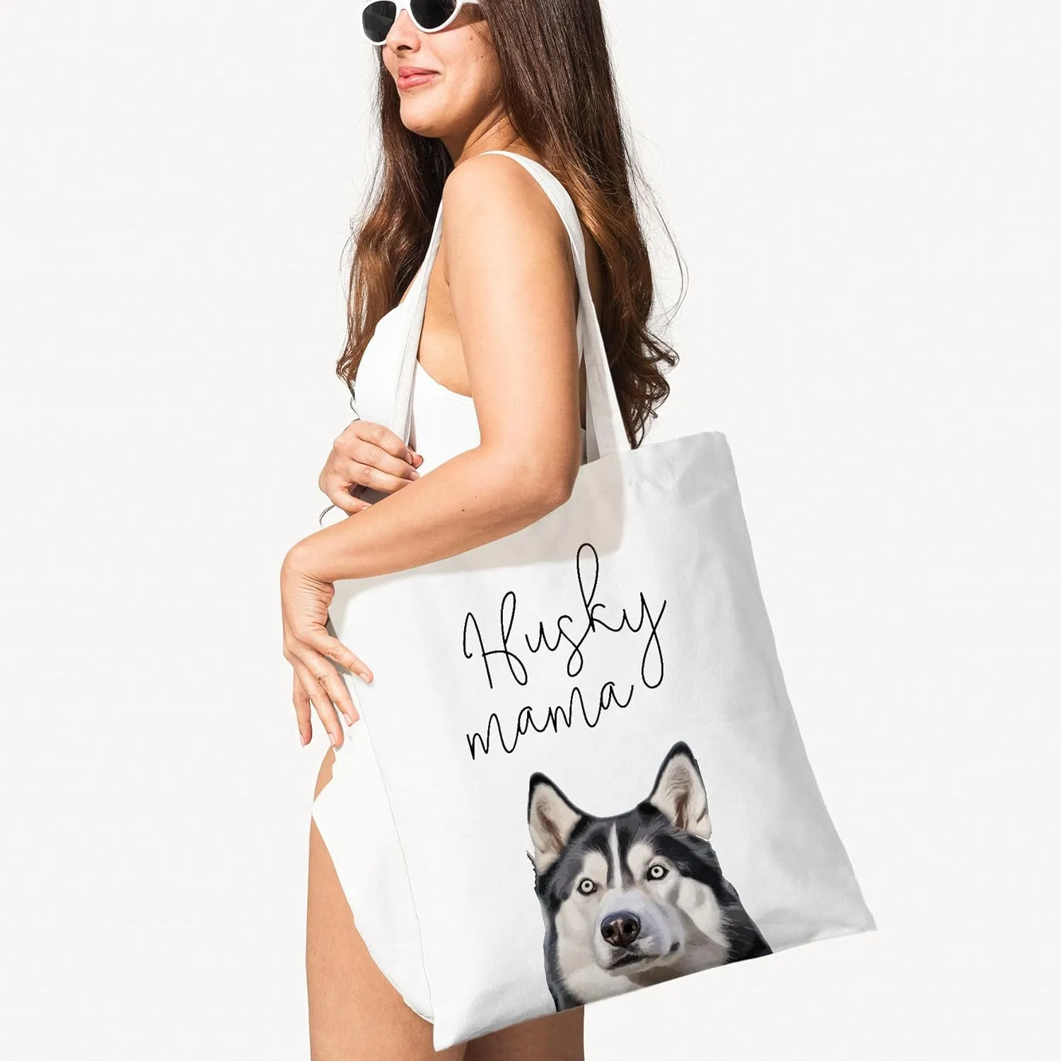 Dog Mama Canvas Tote Bag for Women, Dogs Lover Gift for Dog Mom, Birthday Christmas Cute Rottweiler Gifts For Women.