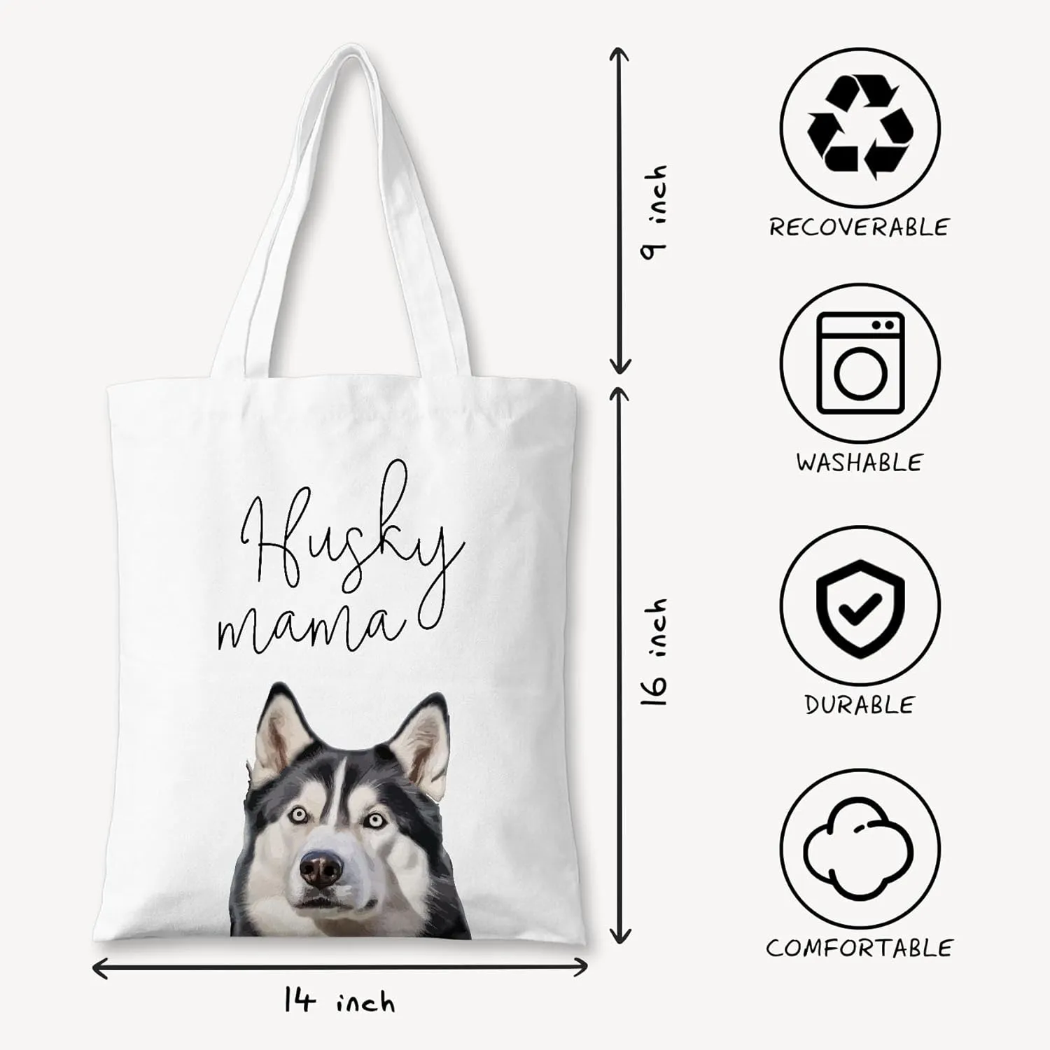 Dog Mama Canvas Tote Bag for Women, Dogs Lover Gift for Dog Mom, Birthday Christmas Cute Rottweiler Gifts For Women.