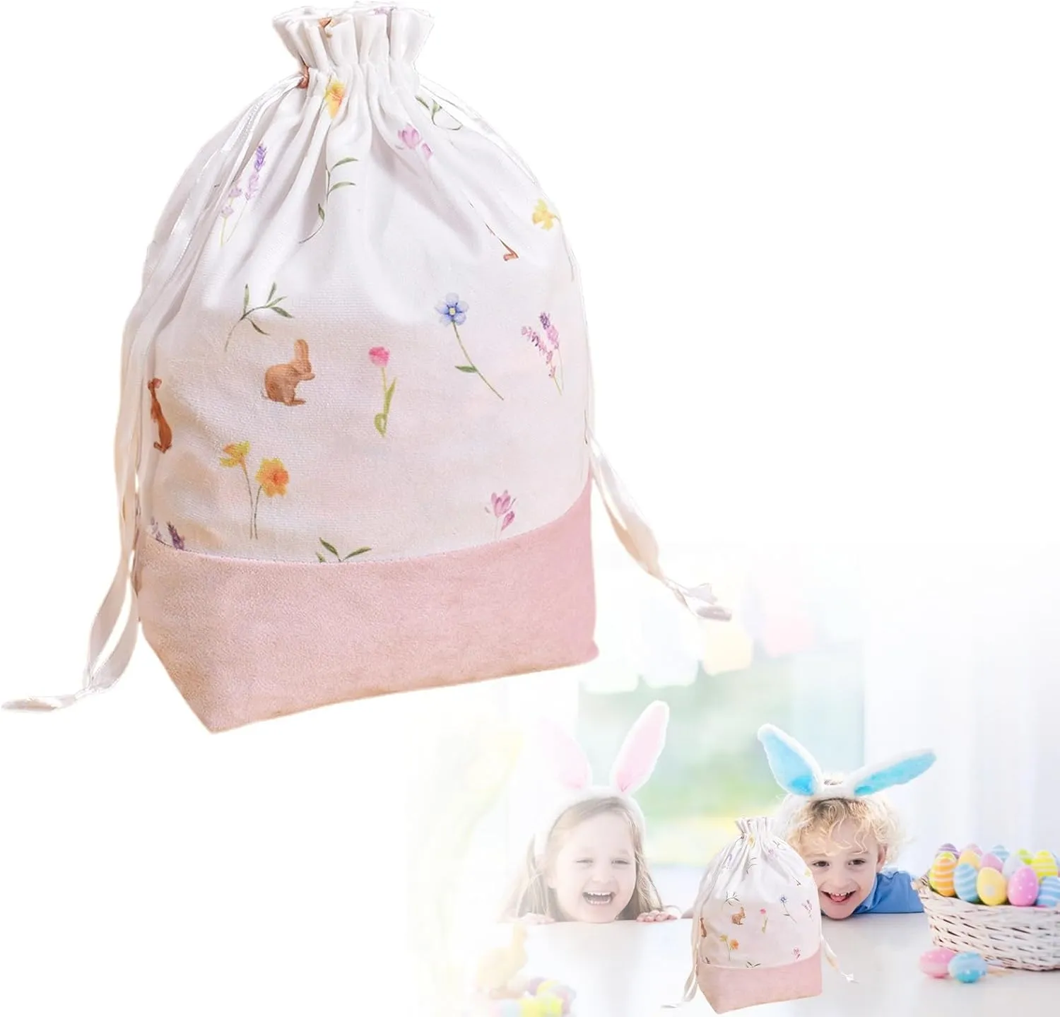 Easter Portable Travel Barrel Cosmetic Bag Multifunctional Toiletry Bucket Organizer Storage Makeup Bag for Women Easter Gift Reusable Fabric Perfect for Birthday Parties