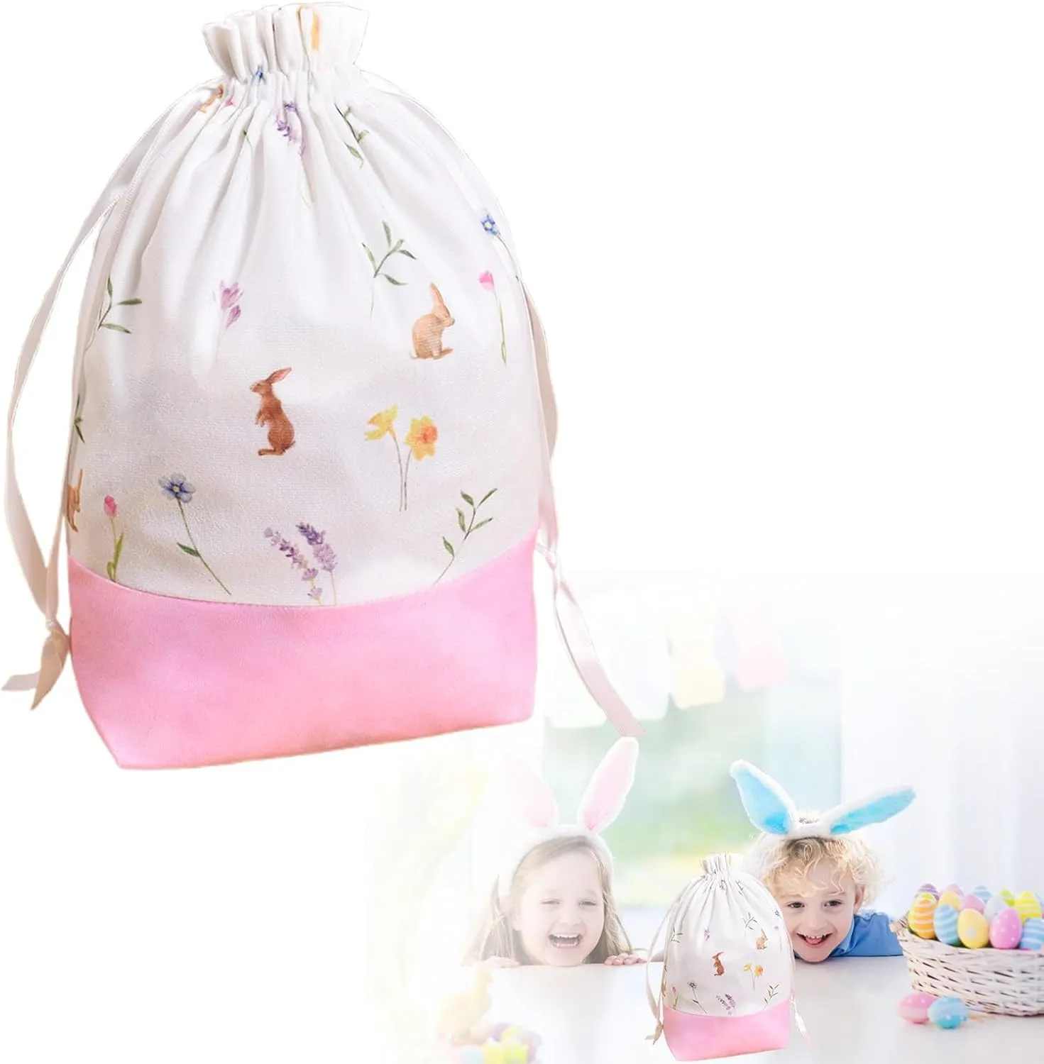 Easter Portable Travel Barrel Cosmetic Bag Multifunctional Toiletry Bucket Organizer Storage Makeup Bag for Women Easter Gift Reusable Fabric Perfect for Birthday Parties