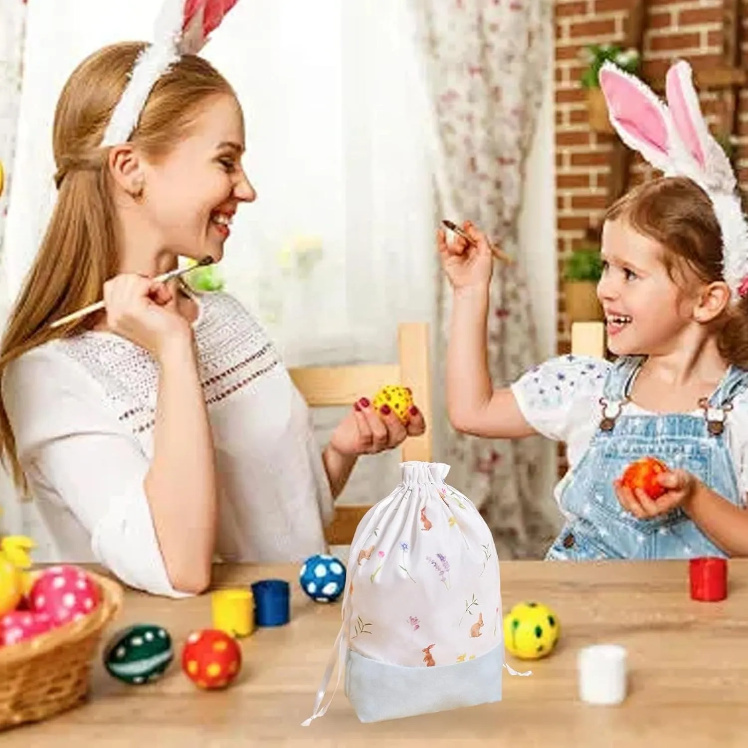 Easter Portable Travel Barrel Cosmetic Bag Multifunctional Toiletry Bucket Organizer Storage Makeup Bag for Women Easter Gift Reusable Fabric Perfect for Birthday Parties