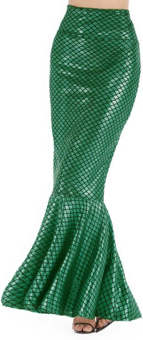 ebossy Women's High Waisted Bodycon Mermaid Fishtail Long Skirt Fancy Costume Simulated Fishscale Swing Skirt