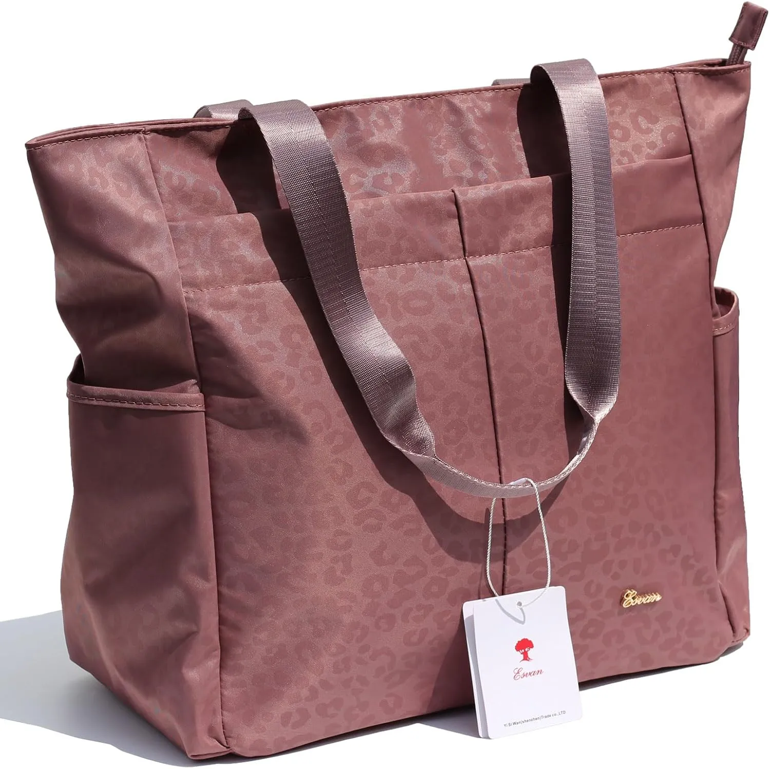 ESVAN Original Floral Tote Bag Large Shoulder Bag with Multi Pockets for Gym Travel Beach Daily Bags