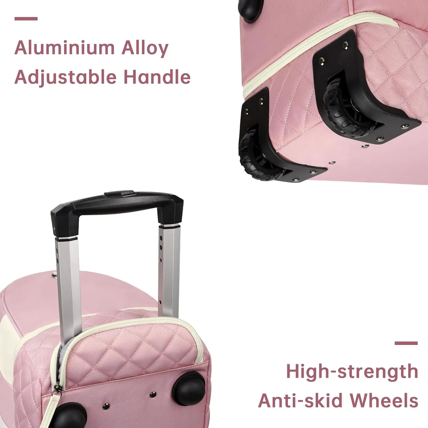 ETRONIK Rolling Duffle Bag with Wheels, 21 Inch Flight Approved Duffle for Travel with Toiletry Bag, Carry on Luggage Overnight Bags for Women with Shoe Compartment Pink