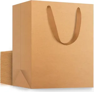 EUSOAR Large Kraft Bags with Handles, 25 Pack 9.8x5.1x12.6" Paper Gift Bags Bulk, Shopping and Merchandise Bag for Party Favors, Wedding, Boutique, Grocery, Retail, Business, Birthday