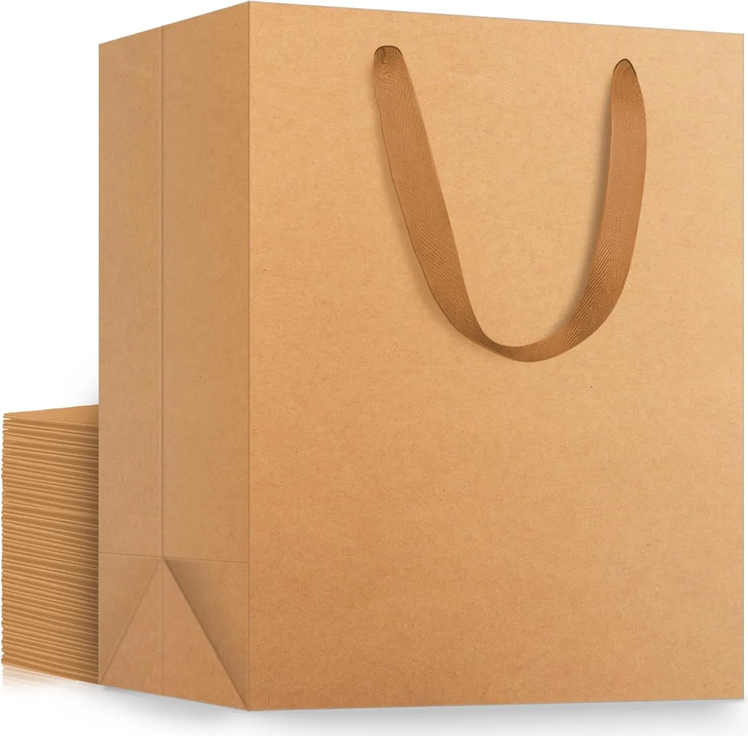 EUSOAR Large Kraft Bags with Handles, 25 Pack 9.8x5.1x12.6" Paper Gift Bags Bulk, Shopping and Merchandise Bag for Party Favors, Wedding, Boutique, Grocery, Retail, Business, Birthday