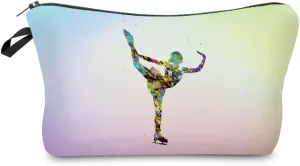 Figure Skating Makeup Bag Cute Small Makeup Organizer Bag Travel Toiletry Zipper Pouch Birthday Christmas Gift for Figure Skaters Figure Skating Cosmetic Bag for Women