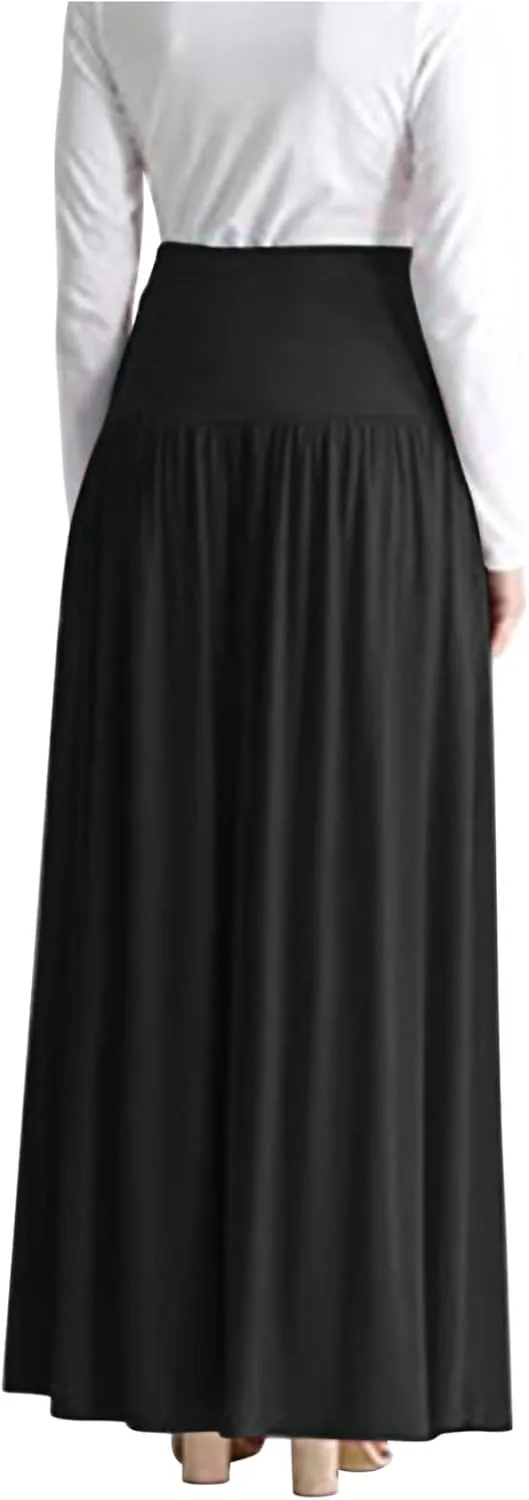 Flowy High Waisted Maxi Skirts for Women Plus Size Lightweight Stretch Ankle Length Skirt Casual Summer Dress