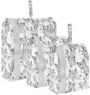 Funny Devon Rexcats White 3 Piecing Packing Travel Bag With Zipper Garment Bag Closet Storage Storage Bag Bedroom Organizer