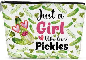 Funny Girl Loves Pickles, Pickle Gifts, Pickle Gifts for Pickle Lovers, Makeup Bag Funny Cosmetic Bag Travel Toiletry Bag for Women Sister Teens Best Friend Birthday Friendship Christmas