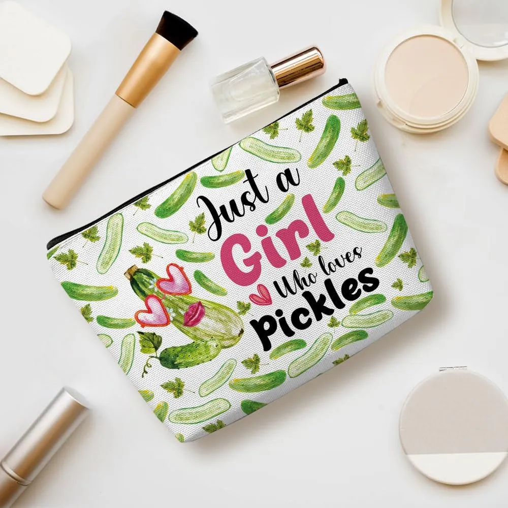 Funny Girl Loves Pickles, Pickle Gifts, Pickle Gifts for Pickle Lovers, Makeup Bag Funny Cosmetic Bag Travel Toiletry Bag for Women Sister Teens Best Friend Birthday Friendship Christmas