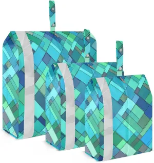 Garment Bag Closet Storage, Luggage Space Saver, Rhomboid Turquoise Green, Waterproof, 3 Set Travel Packing Cubes For Suitcases,Organizadores De Maletas Para