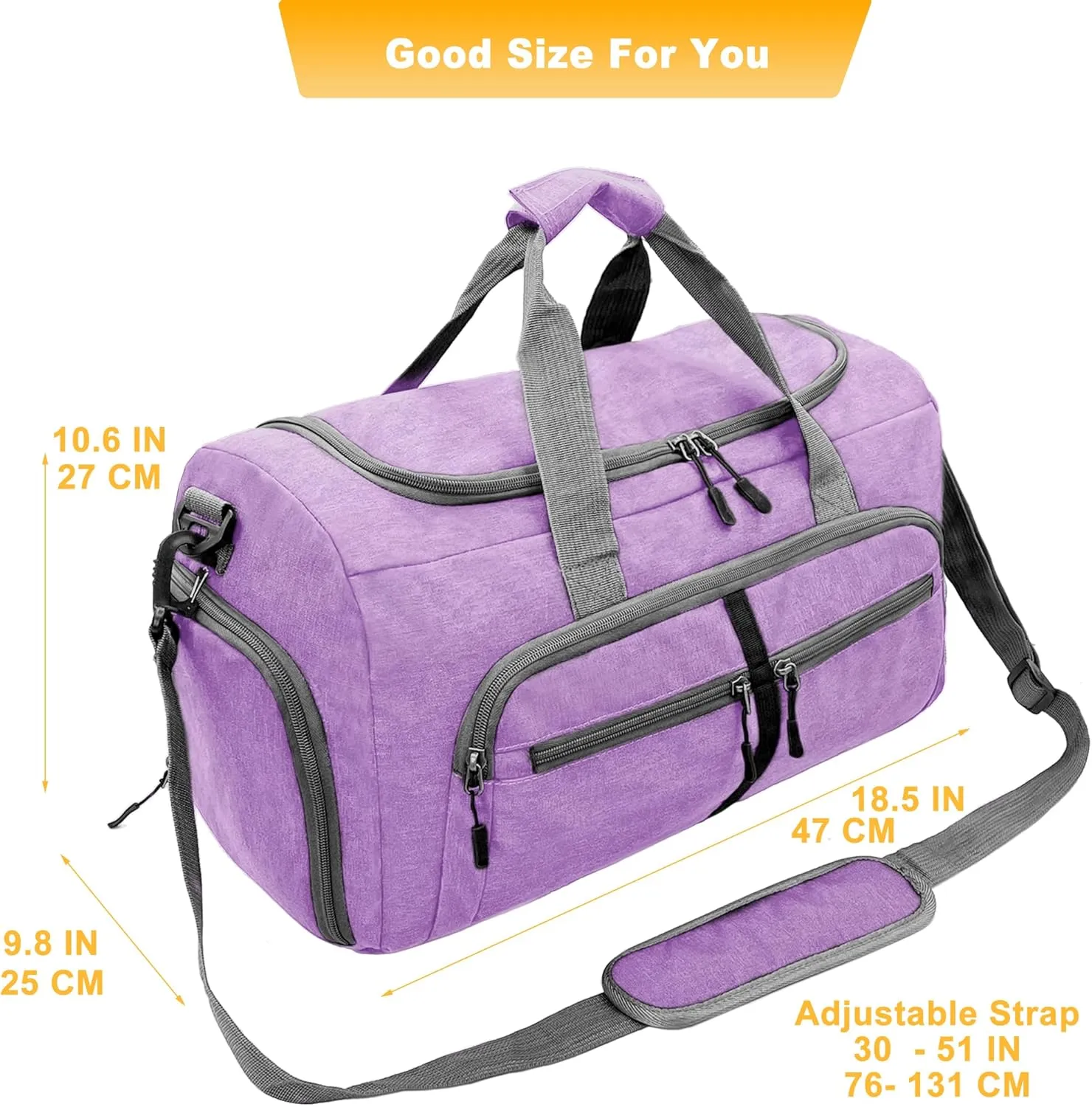 Gym Bag for Men & Women with Shoe & Wet Compartment, 30L Small Duffle Bag for Travel, Sports, Workout, Fitness, Weekender&Overnight(Purple)