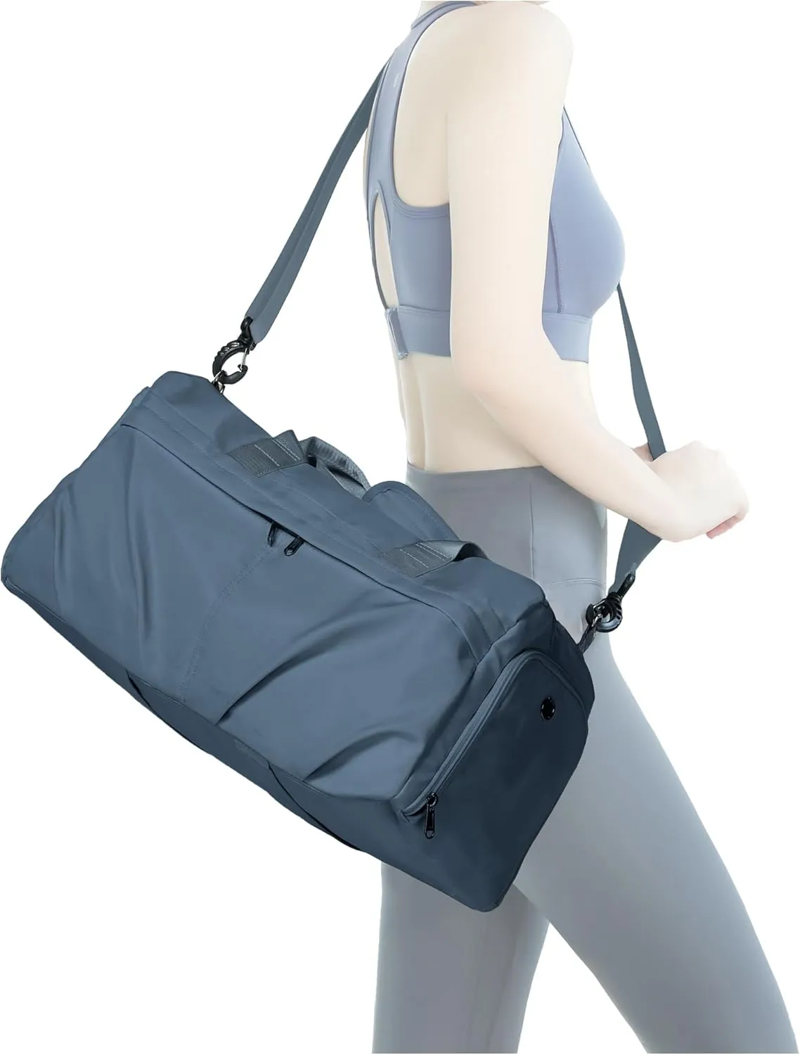 Gym Bag for Women Men with Shoe Compartment, Sport Duffel Bag, Waterproof Travel Weekender Overnight Carry on Bag for Yoga with Trolley Sleeve, Jewel Blue
