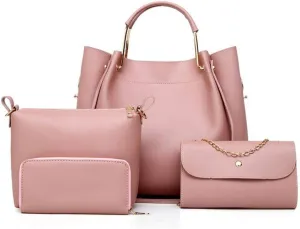 Handbag for Women 4Pcs Set Tote Shoulder Crossbody Bag Satchel Purses Wallet Bucket Bag