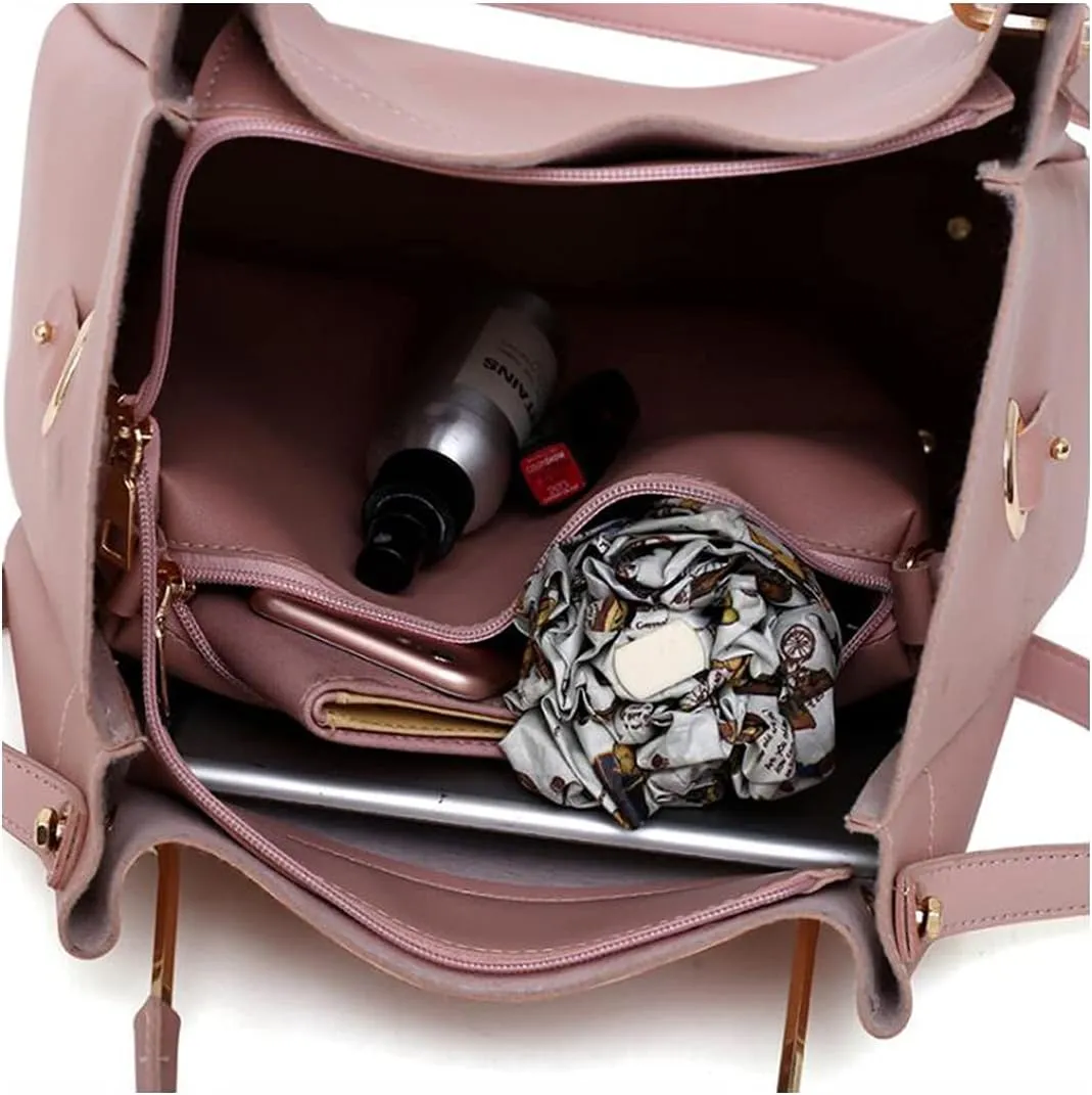 Handbag for Women 4Pcs Set Tote Shoulder Crossbody Bag Satchel Purses Wallet Bucket Bag
