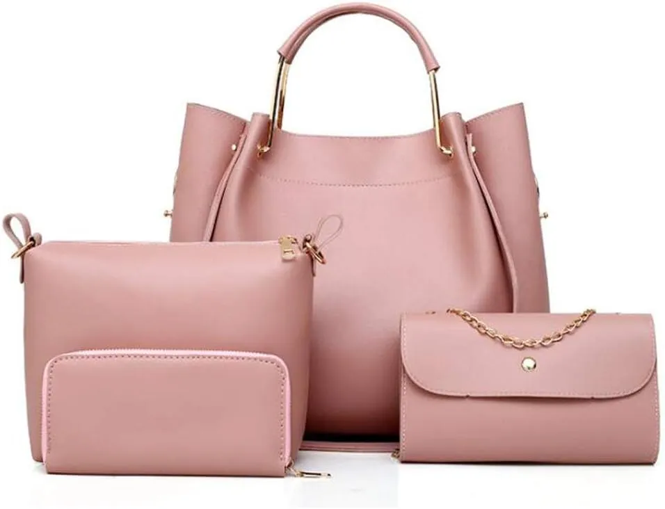 Handbag for Women 4Pcs Set Tote Shoulder Crossbody Bag Satchel Purses Wallet Bucket Bag