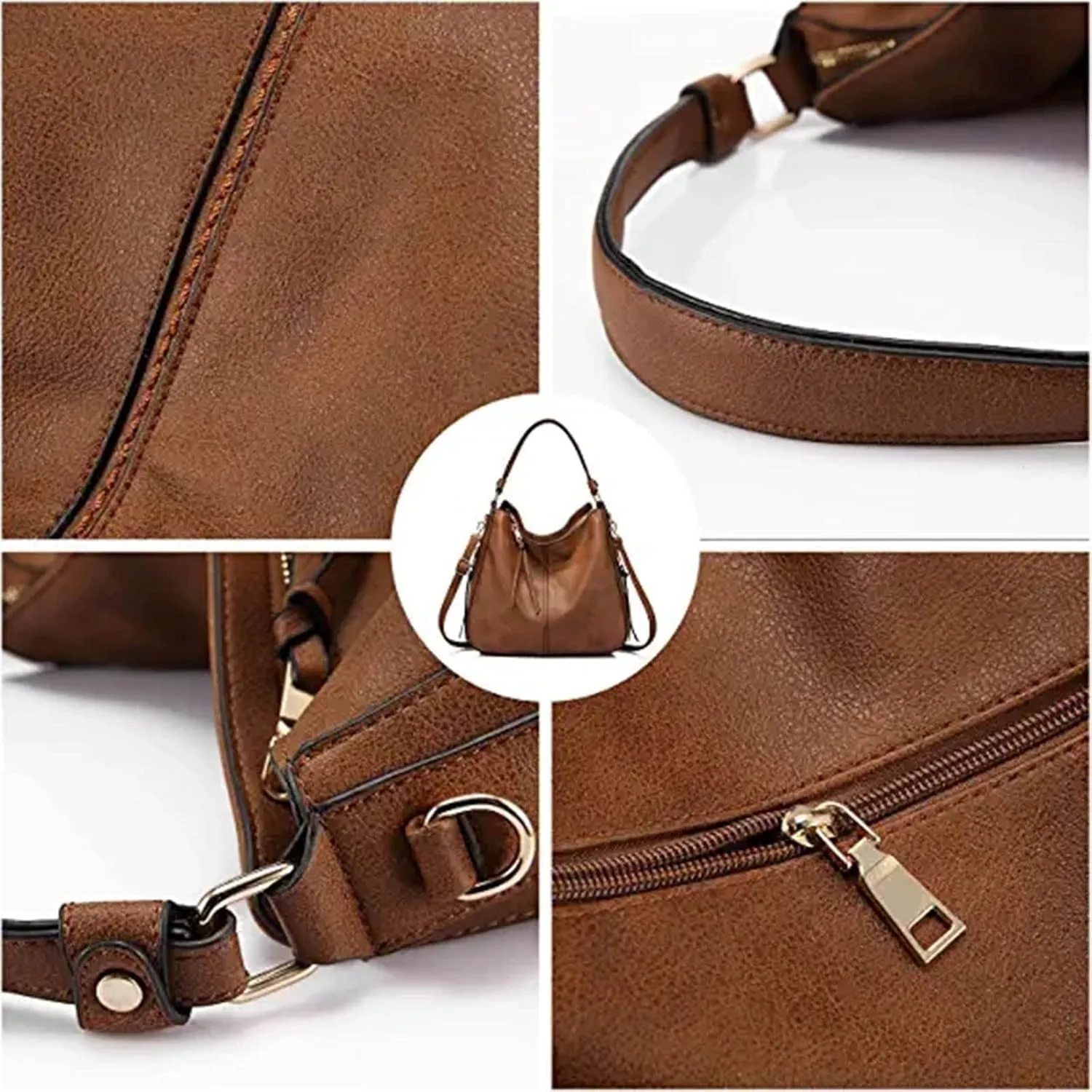 Handbags For Women Large Designer Ladies Bag Bucket Purse Faux Leather Purse Names Bags (White, One Size)
