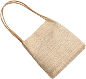 Handmade Bucket Bag Knitted Straw Women's Shoulder Bag for School Beach Reusable Unique Style