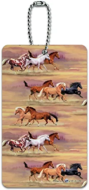 Horses Wild Running Pattern Luggage Card Suitcase Carry-On ID Tag