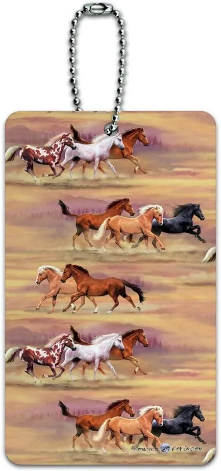 Horses Wild Running Pattern Luggage Card Suitcase Carry-On ID Tag