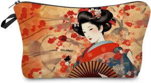 Japanese Geisha Makeup Bag Cute Small Organizer Zipper Pouch Japanese Geisha Cosmetic Bag Birthday Present for Women Friends -3