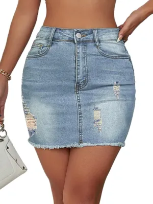 Jean Skirt for Women Stretch Casual High Waisted Denim Short Skirt Cute A Line Mini Pencil Skrit