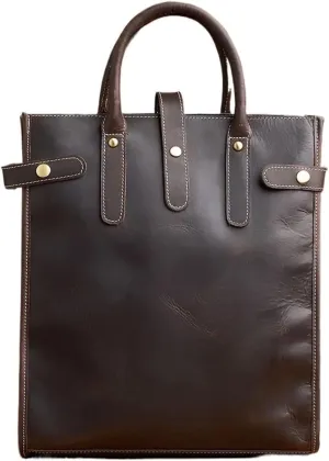 JSEIAJB Leather Vintage Men's Handbag Shoulder Bags Leather Briefcase Business Computer Office Bag for 13 Inch Laptop