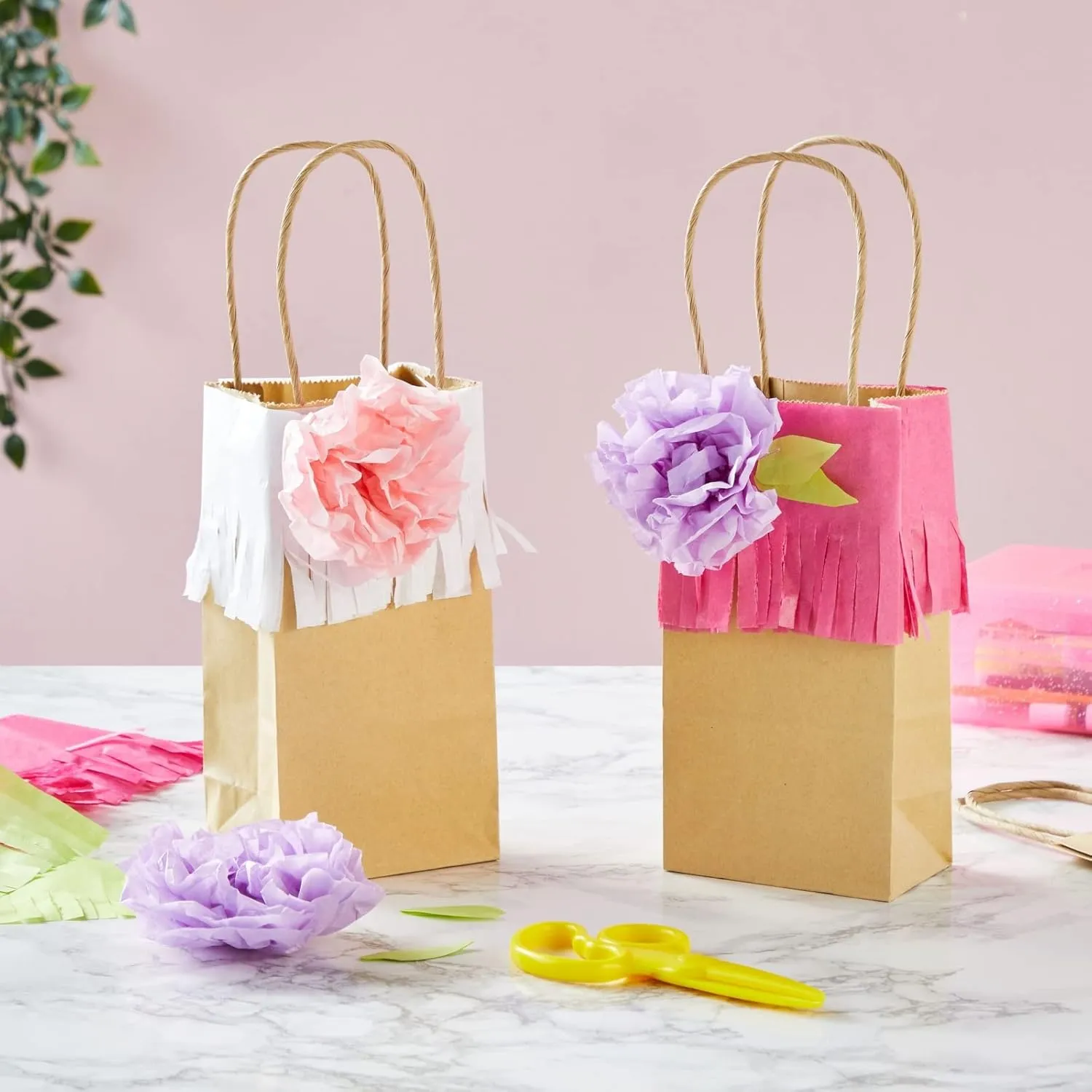 Juvale 50-Pack Small Brown Gift Bags with Handles - Small Kraft Paper Bags for Birthday, Retail, Crafts (3.5x2.4x7 In)