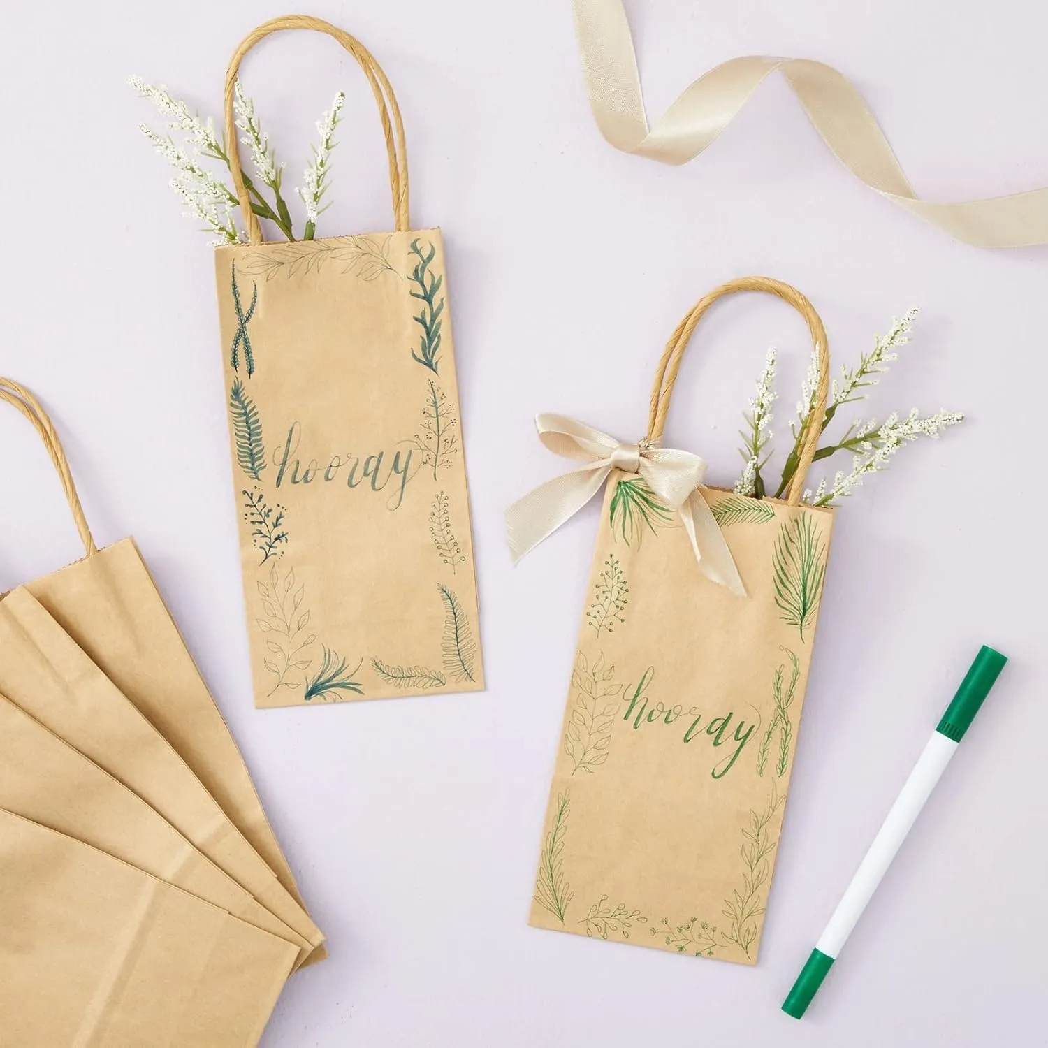 Juvale 50-Pack Small Brown Gift Bags with Handles - Small Kraft Paper Bags for Birthday, Retail, Crafts (3.5x2.4x7 In)