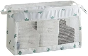 JZ 2 pieces Portable Toiletry Bag,Mesh Shower Bag,hanging wash bag for travelling,Makeup Bag Mesh Sacchetto cosmetico Travel Wash Bag With Zipper for women man Girls boy - White Cactus