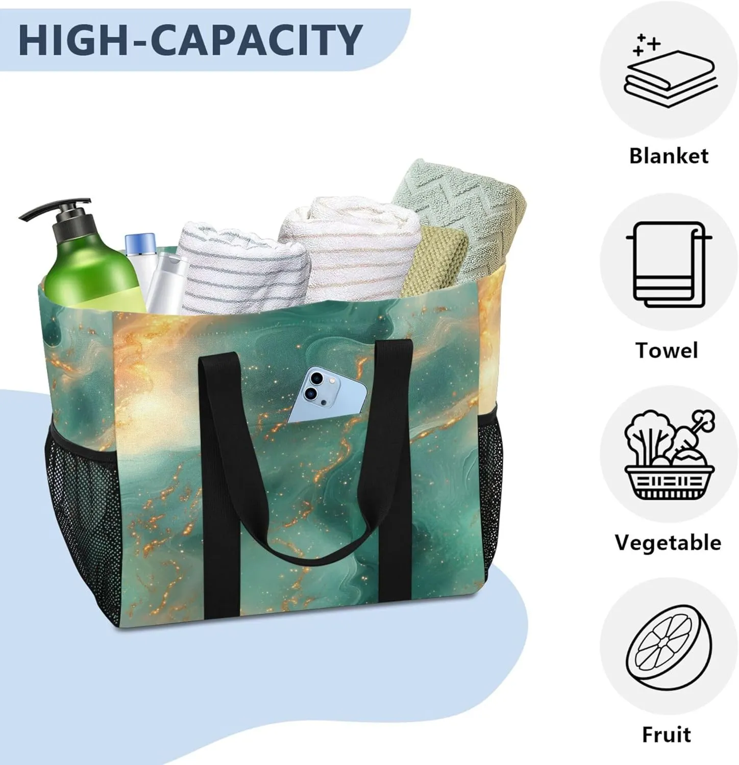 KLL Utility Tote Bags For Women Canvas Foldable With Pockets Carrier Bags