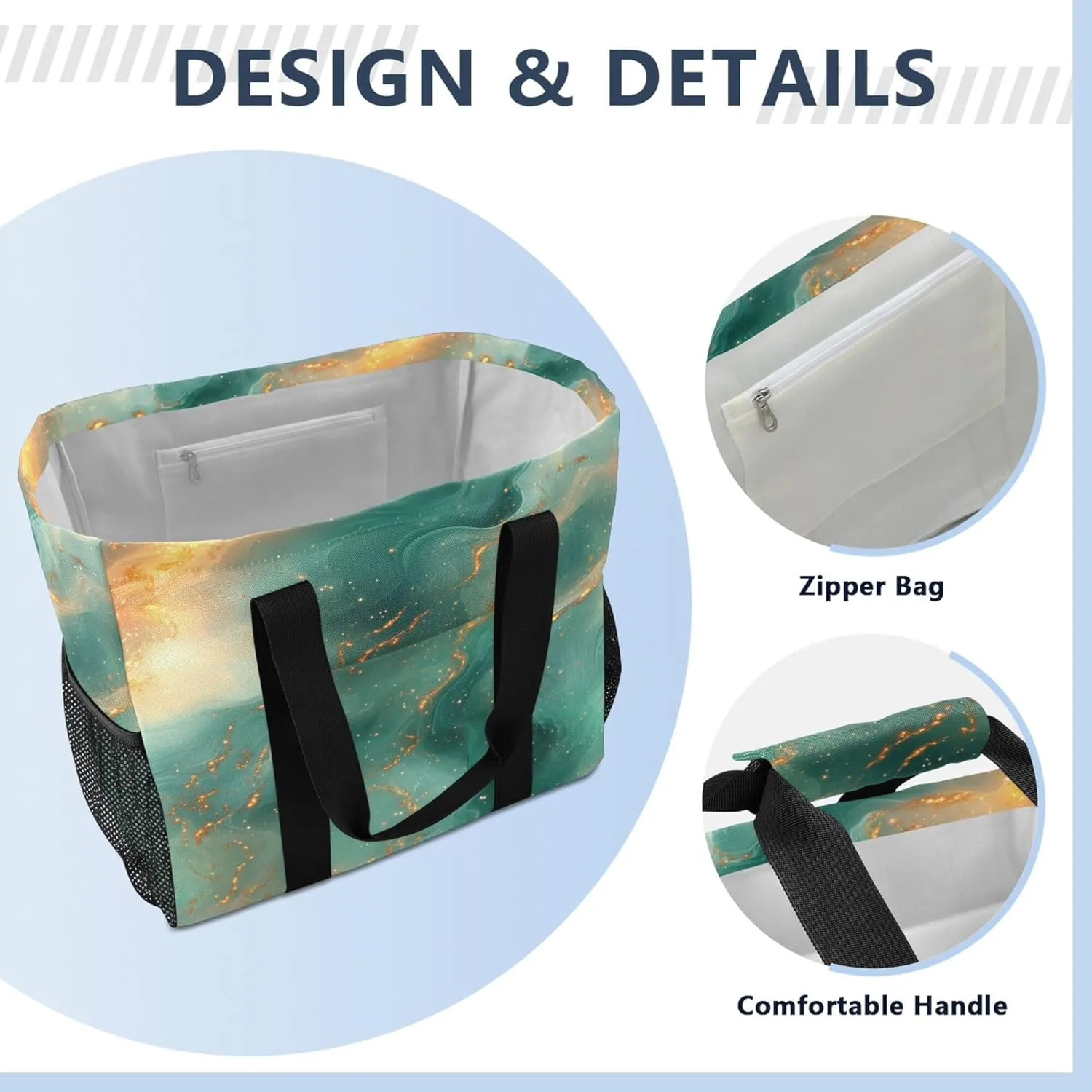 KLL Utility Tote Bags For Women Canvas Foldable With Pockets Carrier Bags
