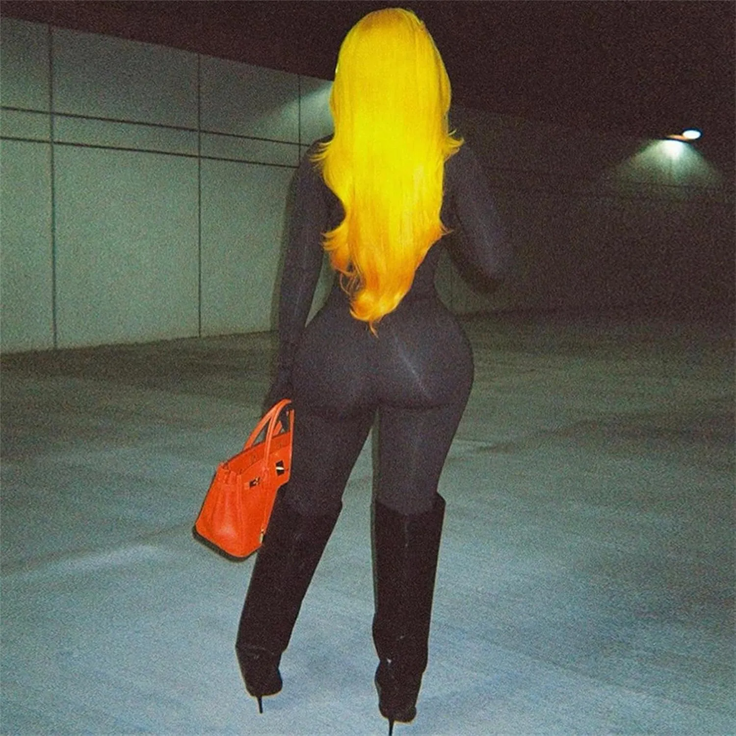 Ksotutm Long Sleeve One Piece Jumpsuit for Women - Sexy Black Bodycon