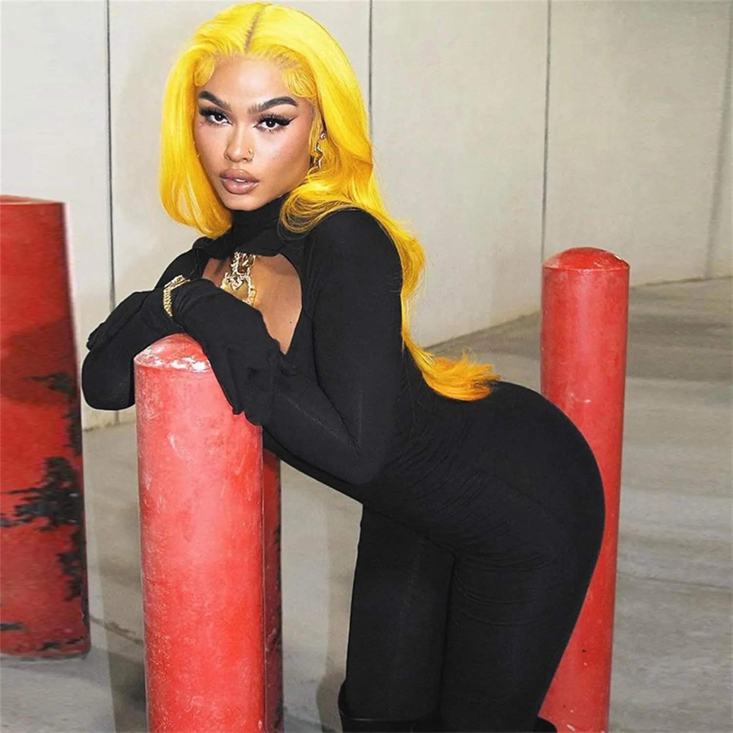 Ksotutm Long Sleeve One Piece Jumpsuit for Women - Sexy Black Bodycon