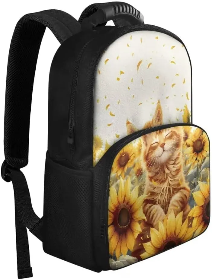 Kuiaobaty Yellow Cat Meal Prep Bag for Kids Fashion Backpack Lunch Bag with Zipper Insulated Cooler Backpack Lunch Box Bag Portable School Bag for Kids Gifts for Nurses Work College Picnic