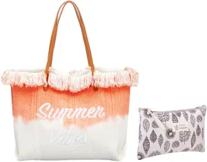 Large Canvas Tote Bag with Embroidered,Tassel Canvas Bags Magnetic Buckle Commuting Underarm Beach Shoulder Bag