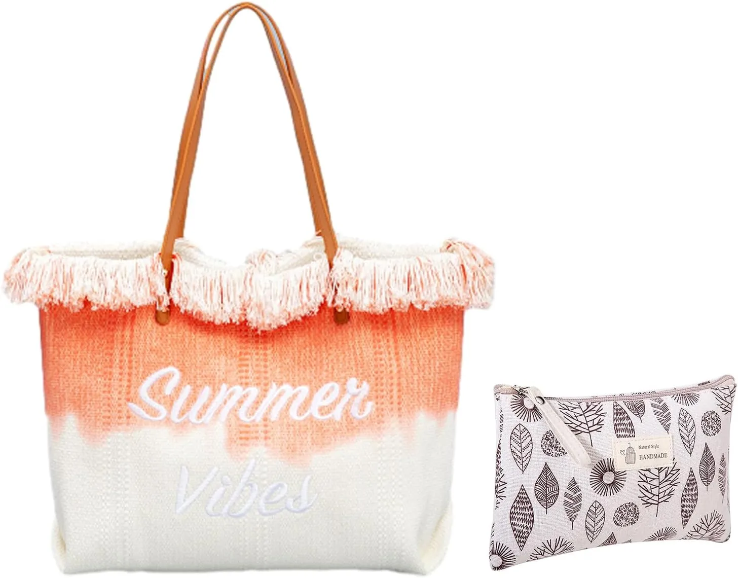 Large Canvas Tote Bag with Embroidered,Tassel Canvas Bags Magnetic Buckle Commuting Underarm Beach Shoulder Bag
