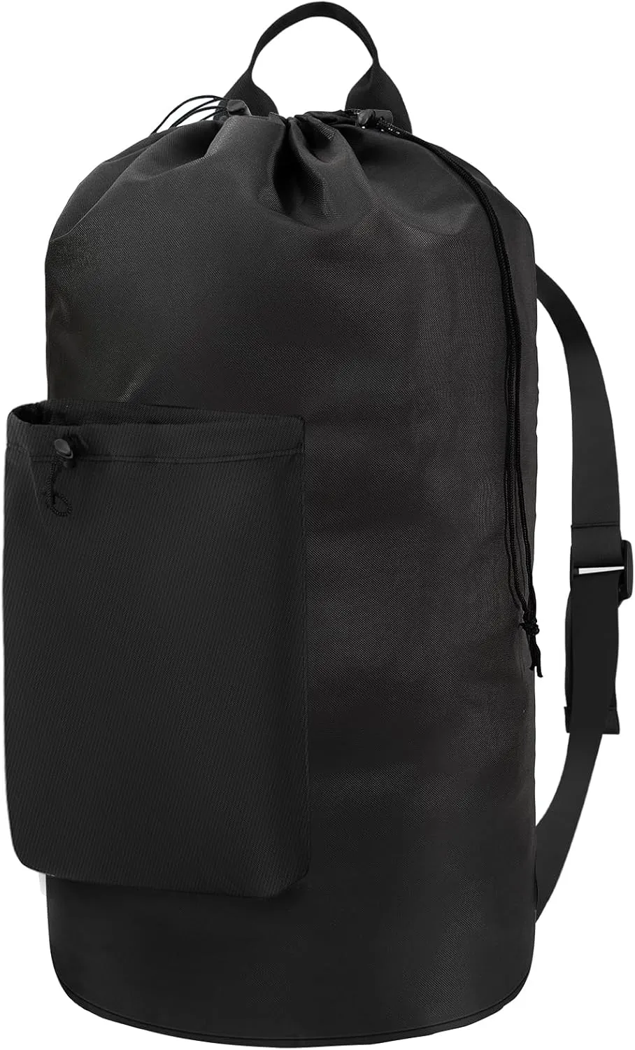 Laundry Bag with Shoulder Straps and Detergent Holder, Durable Laundry Bag Backpack for College Dorm/Travel/Camp (BLACK)
