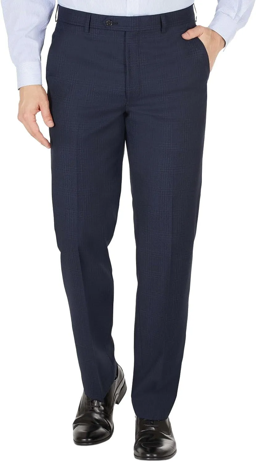 Lauren Ralph Lauren Mens Classic-Fit Wool Plaid Dress Pants 44W x 32L Navy