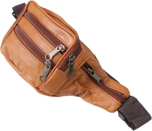 Leather Chest Bag for Men Waist Bag Zipper Fashionable Coin Purse for Sports Travel Hiking Man Purse
