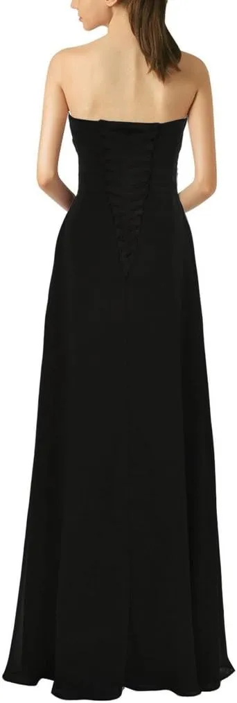 Lemai Sweetheart Pleats Long A Line Corset Formal Women Prom Bridesmaid Dresses