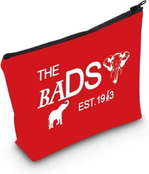 LEVLO Sisters Sorority Cosmetic Bags THE BAD*T EST.13 Elephant Makeup Bags Sorority Sister Gift Birthday Zipper Bags (BADS13-Red)