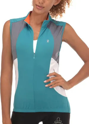 Little Donkey Andy Women's Half Zip Breathable Cycling Vests Reflective Sleeveless Jerseys Shirts Golf 4 Rear Pockets