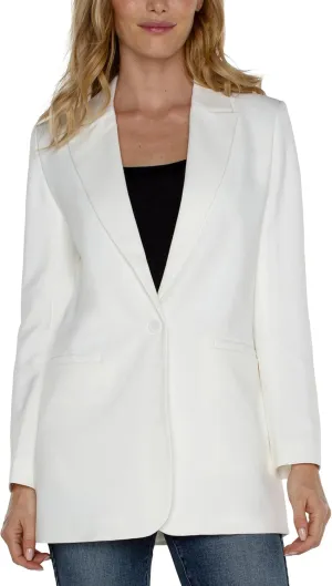 Liverpool Women's Petite Button Front Boyfriend Blazer Luxe Stretch Suiting