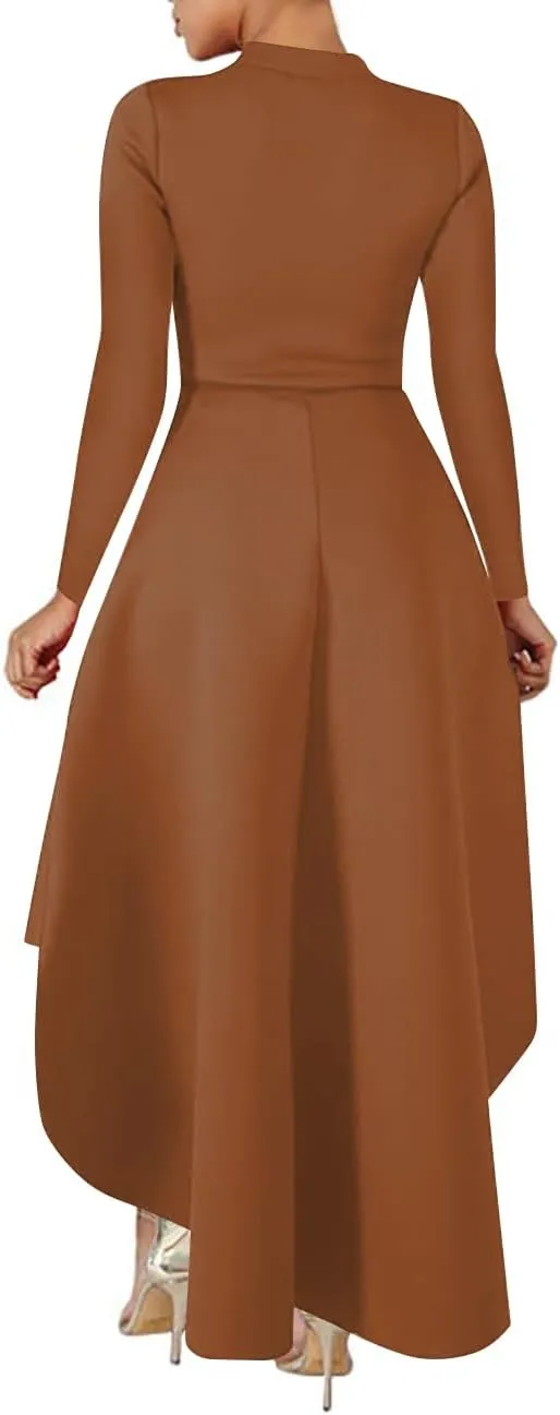 Lrady Womens Casual Shirt Dress High Low Ruffle Blouse Asymmetrical Peplum Tops Long Tunic Dresses